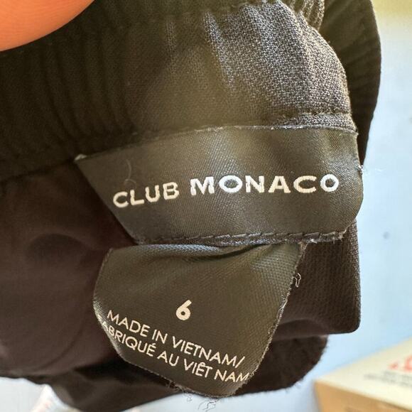 Club Monaco Pants Cuffed Pleated Elastic Waistband Back‎ Pocket Black W US 6 - Picture 3 of 8